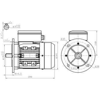 Silnik elektryczny jednofazowy 1,1kW 2800 obr/min. 80B5